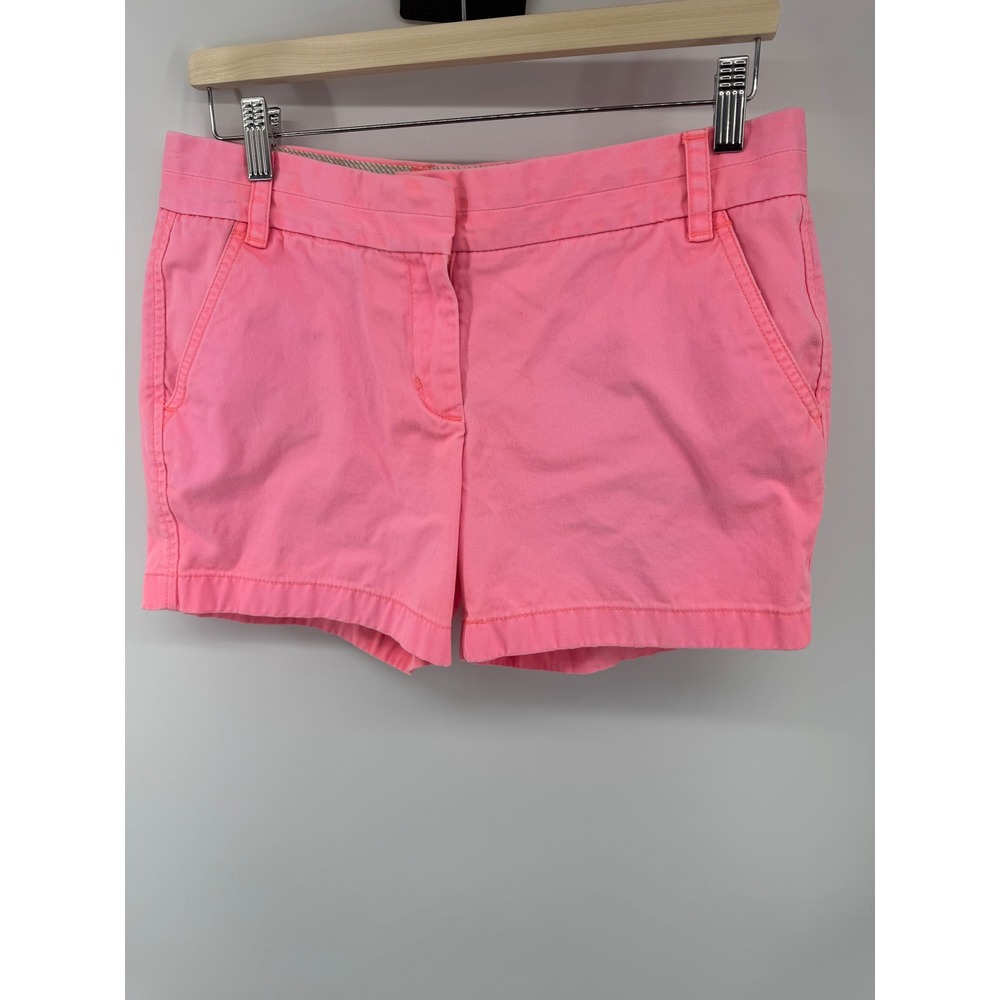 J.Crew Broken-In Chino Shorts Womens 6 Neon Pink Cotton Twill Preppy Casual